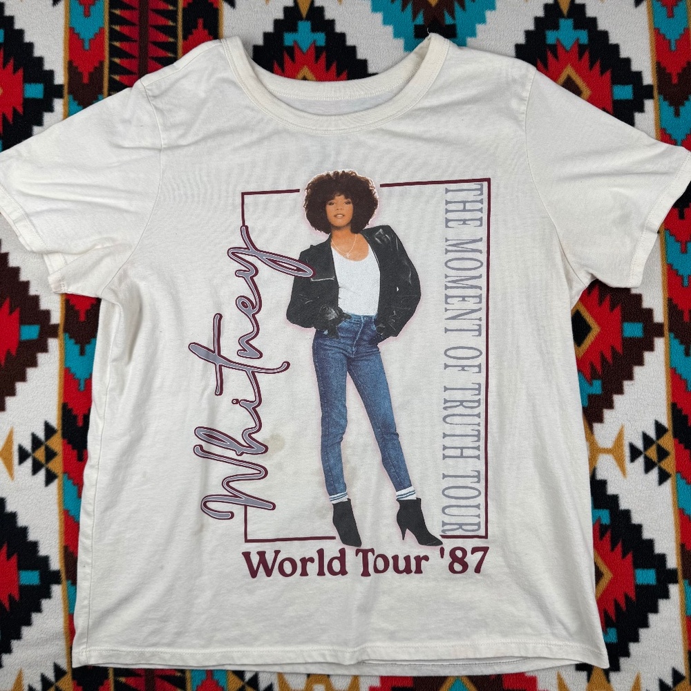 Whitney Houston Moment of Truth Tour 1987 Graphic T-Shirt Womens Large